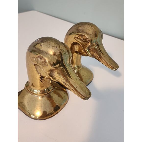 Vintage Mid Century Modern Gold Mallard Duck Bookends - Picture 3 of 11
